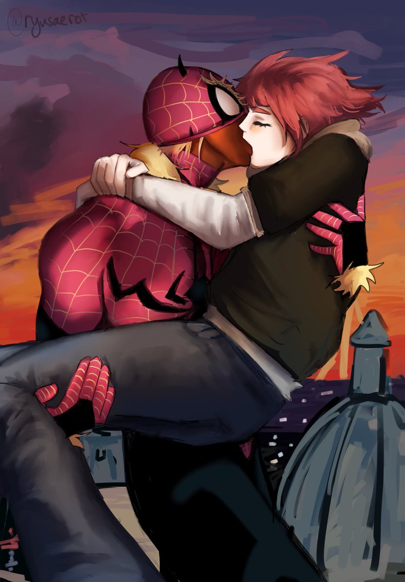ryusaerot's tweet photo. another spidey kiss #ryusae #spideyshidou https://t.co/eLLsCKGoAj