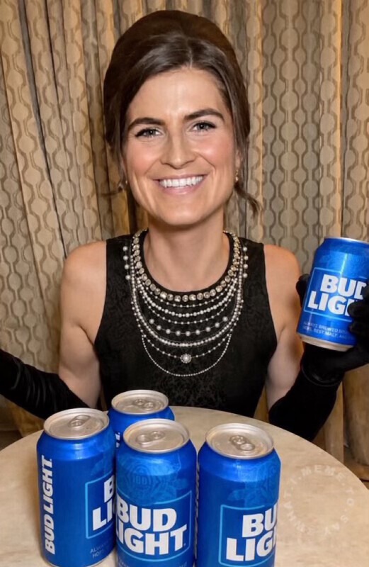 NJPoster's tweet photo. President Trump posts photo of Kaitlan Collins as Dylan Mulvaney with Bud Light. https://t.co/NNjJTtRFGP