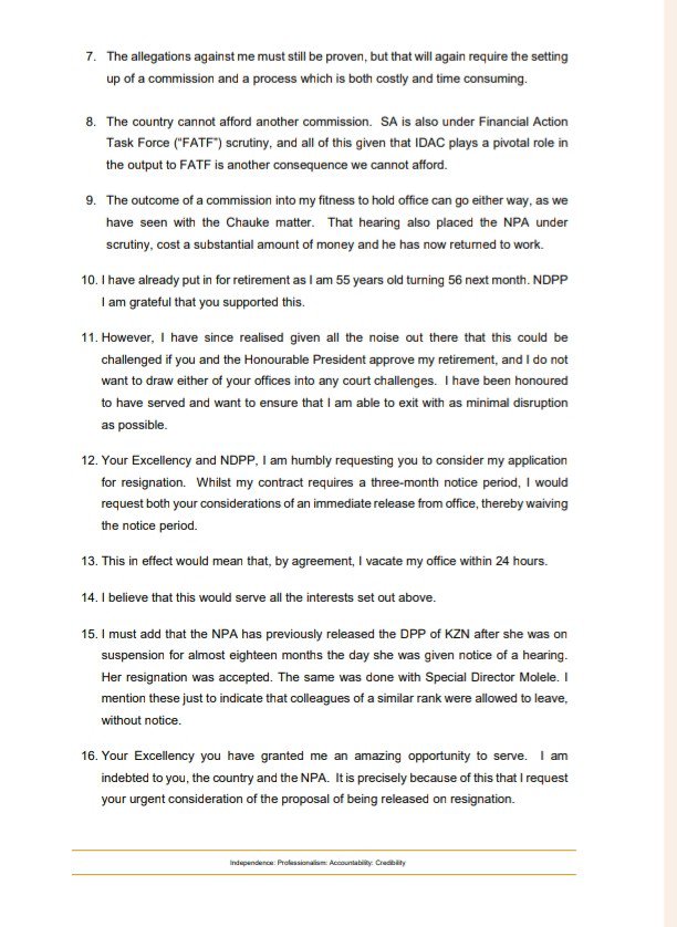 LandNoli's tweet photo. Andrea Johnson:

To Mothibi and Ramaphosa, 

I resign with immediate effect. https://t.co/3vY71yvckh