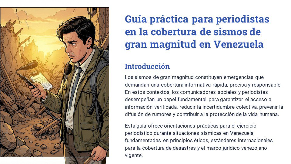 cnpven's tweet photo. La JDN invita a nuestros agremiados a revisar la guía de sismos publicada en https://t.co/4SeO2tllz3 porque constituyen una emergencia que demanda una cobertura oportuna,precisa y responsable.Los periodistas juegan un papel fundamental para garantizar el acceso a la información https://t.co/LpNIyKhUSA