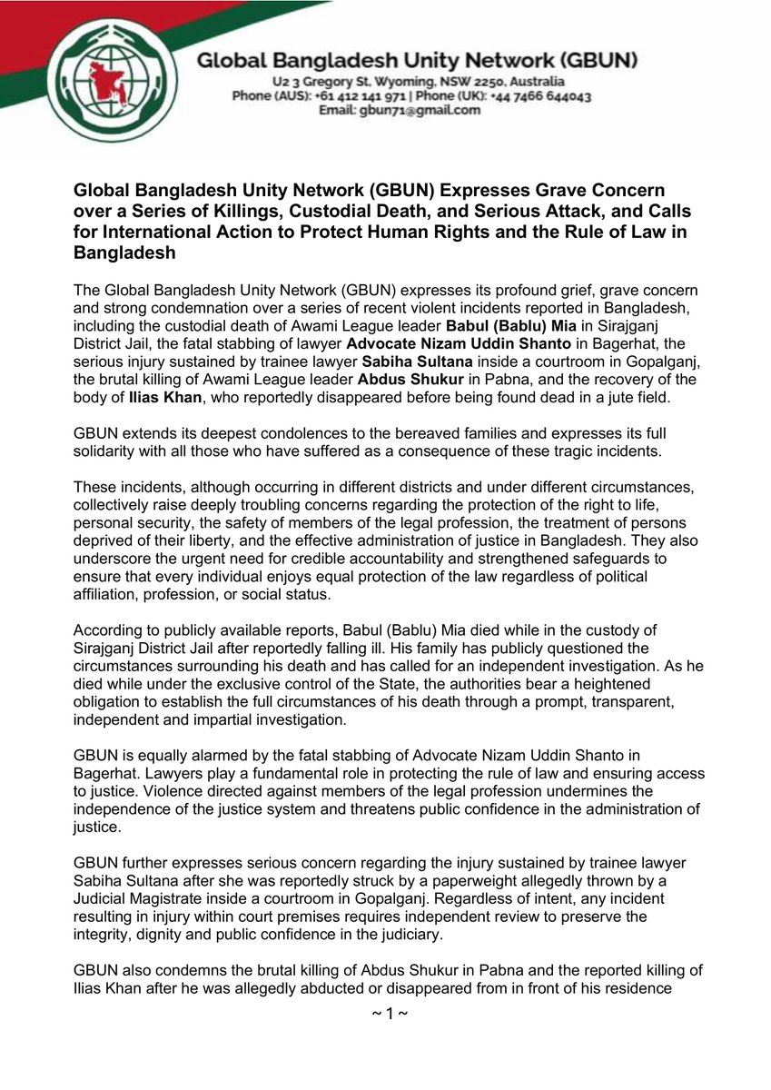 gbun71's tweet photo. Five victims. Five tragedies. One demand: Justice for All. GBUN calls for independent investigations, accountability, and an end to impunity. Every victim deserves truth, justice, and the protection of the rule of law. #Bangladesh #HumanRights #JusticeForAll #RuleOfLaw #OHCHR https://t.co/LxdCTjKjUP
