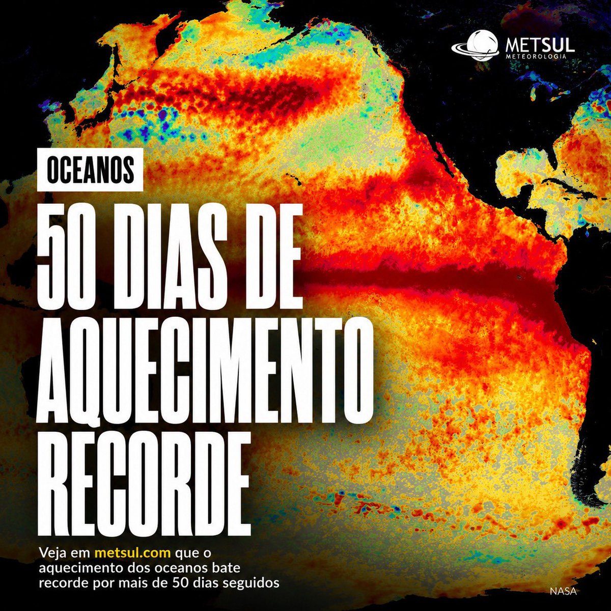 metsul's tweet photo. CLIMA | Período com mais de 50 dias seguidos (e contando) com temperatura recorde nos oceanos acende alerta na comunidade científica. ▶️ https://t.co/BoH4e7WbKk https://t.co/IawWJ6vJXT
