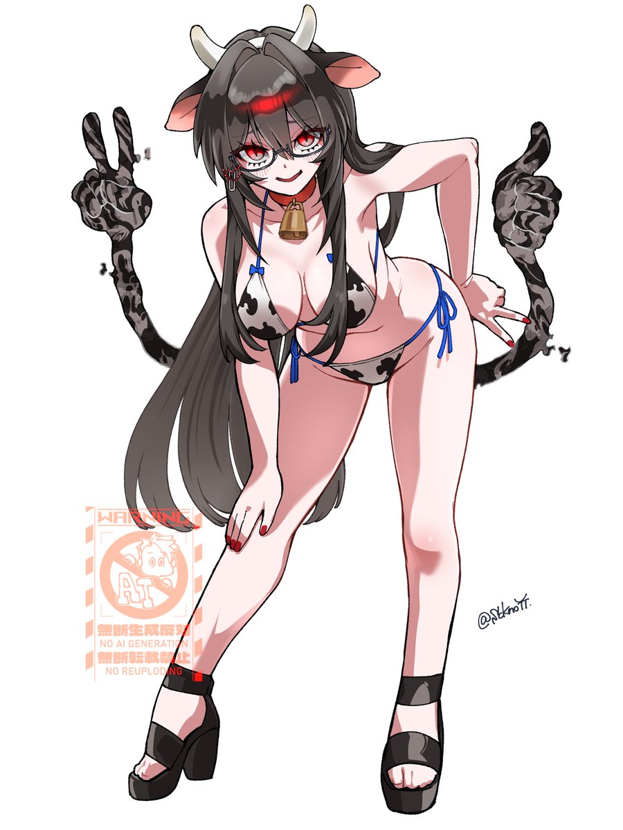 SCKnoYT's tweet photo. #しぶき怪画 
深夜だから叡智なFA（差分）も許される。
個人的に牛ビキニは黒髪ロングが似合うと思うんだ( ˘ω˘ ) https://t.co/DODAntEmeQ