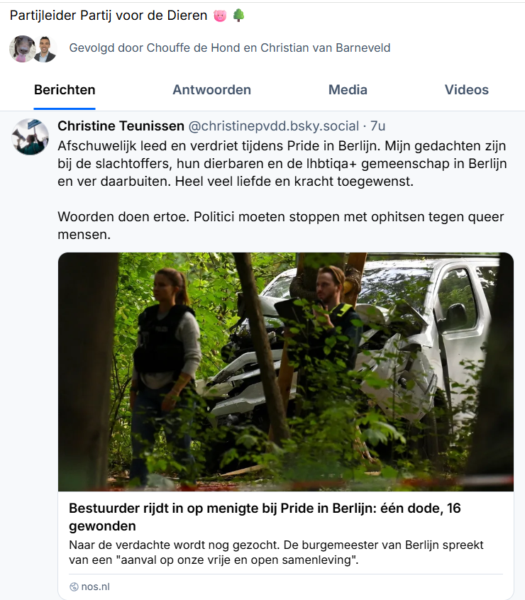 Binnenstad_org's tweet photo. Christine Teunissen, Partijleider Partij voor de Dieren, legt schuld van aanslag Berlijn bij 'politici die ophitsen tegen queer mensen.' #wereldvreemd https://t.co/tF30PDFrII