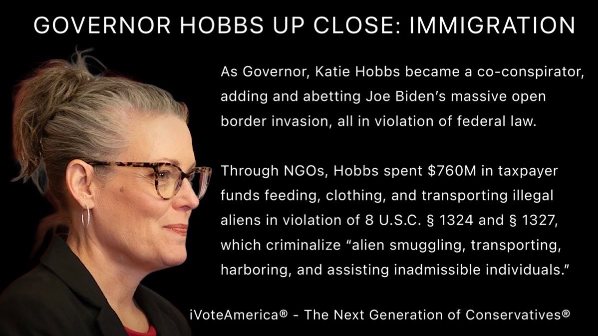 iVoteArizona's tweet photo. OUR NEW SERIES -  GOVERNOR HOBBS UP CLOSE

Over the next 100 days, @iVoteAmerica will issue a series of clear and unequivocal statements about @GovernorHobbs, her policies, actions, and management of Arizona during her first term. Vote accordingly.

FIRST POST: Immigration. https://t.co/fRvkGy1Ivd