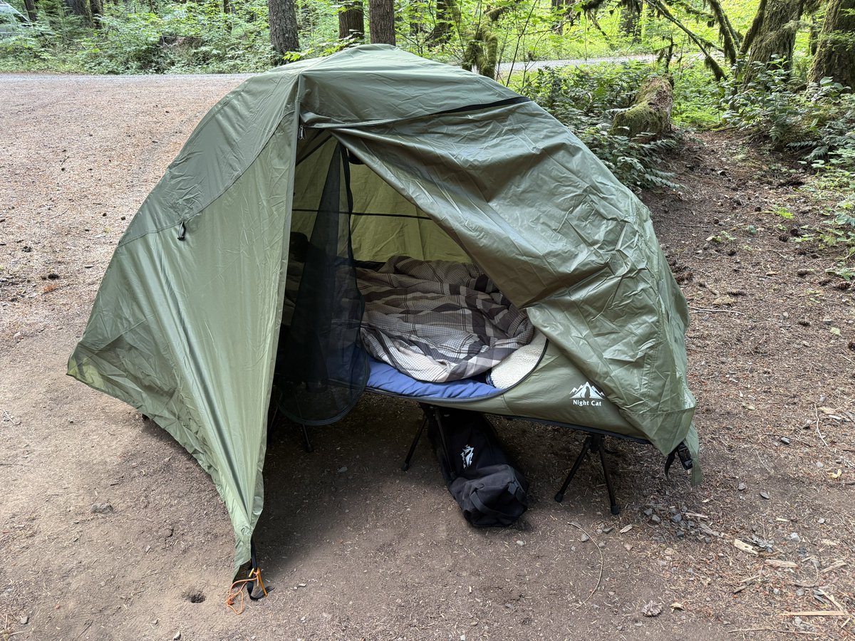 ratdandy's tweet photo. Quite literally Barely big enough for one person lmao,,, worth it to have a solo spot instead of sharing the big tent though https://t.co/feJbCFoWtt