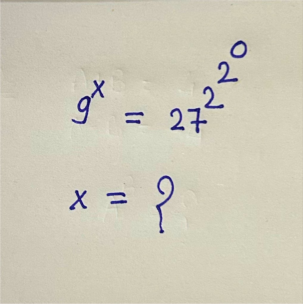 mathtech789's tweet photo. 9^x=27^2^2^0
x=? https://t.co/N1j5Jydqsf