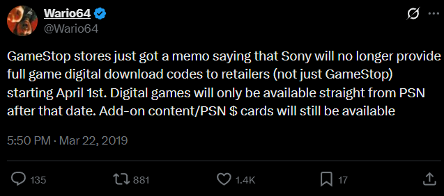 caterpillallar's tweet photo. @calekdor @Pure_PS @gamerxguy1993 if they're not a monopoly, where else can i buy ps  games other than their store in 2028? you can't buy digital codes for games in stores anymore, so the ps store will be legit your only option. see: epic v apple's EU lawsuit. there's a reason third party ios app stores exist now https://t.co/wmOfCesXWg