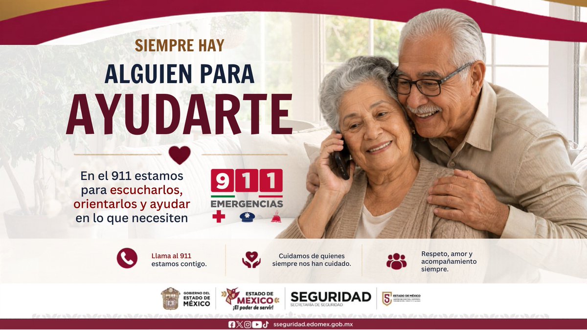 C5Edomex's tweet photo. El amor de los abuelos no tiene horario. Nuestro compromiso con su seguridad, tampoco.

🧓 En el #DíaInternacionalDeLosAbuelos, reafirmamos nuestra misión: proteger su tranquilidad.
Si tienes un adulto mayor en casa o algún vecino que viva solo, recuérdale que: La línea 9⃣-1⃣-1⃣ es gratuita y opera las 24 horas. 🕐

Estamos listos para escucharlos, guiarlos y auxiliarlos en lo que necesiten.

#SeguridadEdoméx #911Emergencias #Edoméx