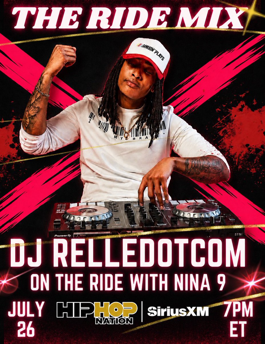 RELLEDOTCOM's tweet photo. I’m spinnin live at 7PM on @SIRIUSXM @HipHopNation #OnTheRide w/ @DJNINA9 🔥 #TheRideMix (Channel 44) https://t.co/QlVqfdwMSZ