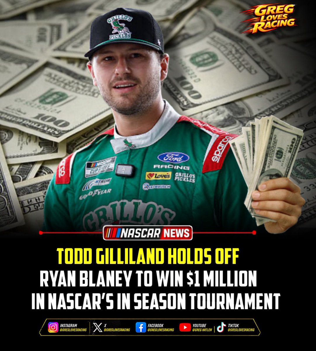 everyboylr's tweet photo. He did it! Todd Father win the $1 million.

#nascar #nascarracing #toddgilliland #ryanblaney #indianapolismotorspeedway https://t.co/Y9cIF1Wn3f