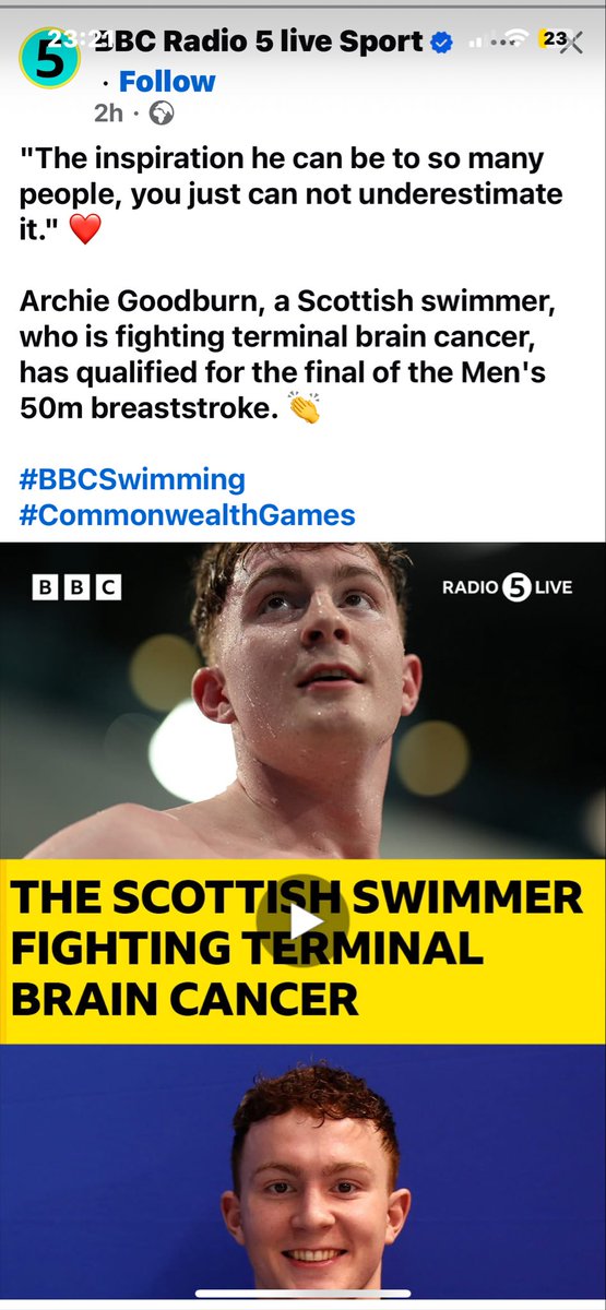 SwimmerWith's tweet photo. Absolute total and utter legend ... words don't do him justice #archiegoodburn
@thecgf https://t.co/uyK4icipfw
