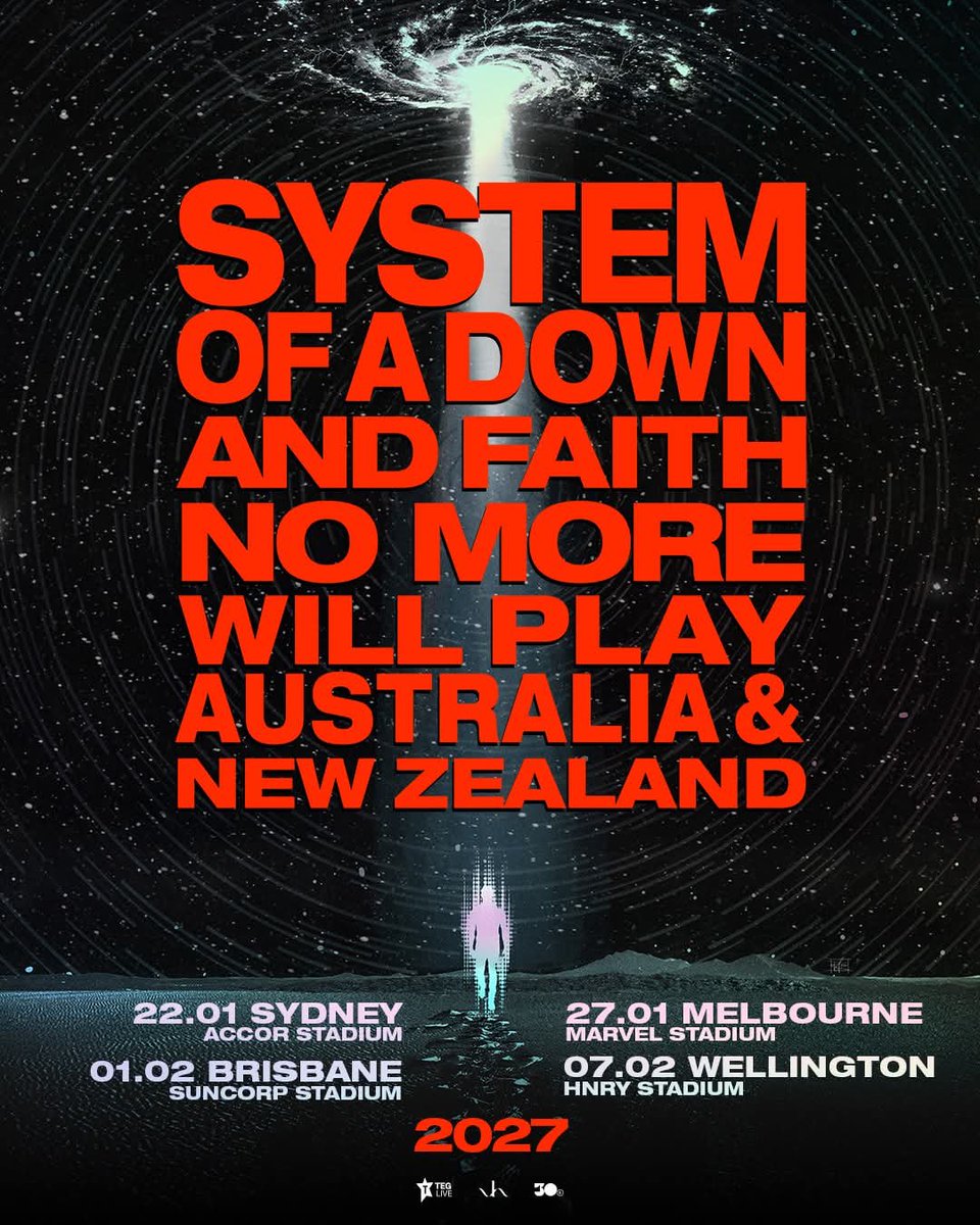 OzConcert's tweet photo. System of a Down and Faith No More make their long awaited return to Australia!!! https://t.co/rytIzKbEkA
