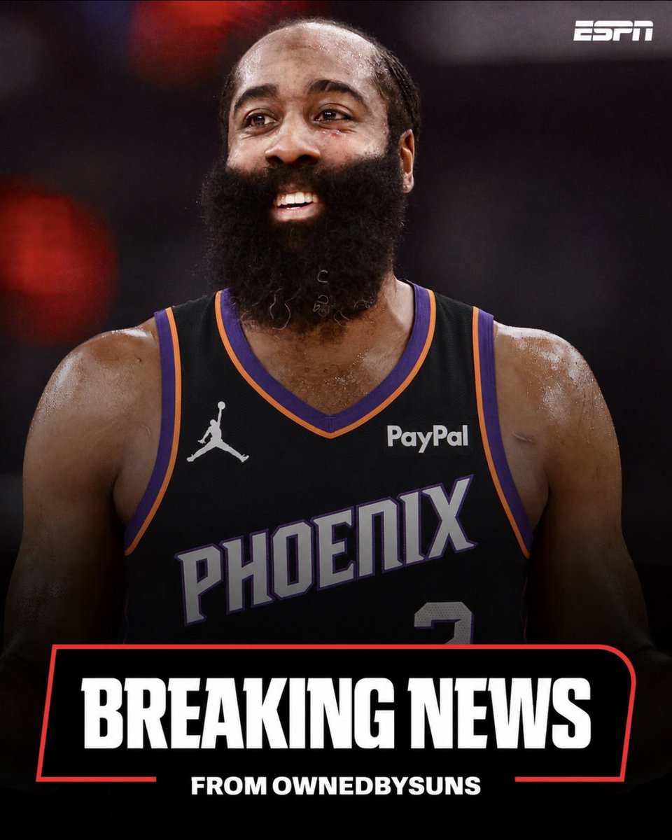 OwnedBySuns's tweet photo. BREAKING: The Phoenix Suns are acquiring James Harden from the Cleveland Cavaliers in a sign-and-trade centered around Jalen Green, sources tell me &amp; @JBMFargo. Harden will sign a three-year, $103 million contract with Phoenix as part of the deal. https://t.co/fCnGmn8Y8e