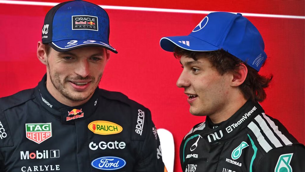 MercedesAMGF1BR's tweet photo. Max Verstappen elogia o desempenho de Kimi Antonelli: 

“Acho que kimi fez um trabalho realmente bom até aqui. Ele tem apresentado um ritmo realmente forte. Realmente sólido. sendo o mais forte da equipe. Mass sim, como um garoto de 19 anos, ele tem sido uma rocha sólida. Isso é realmente impressionante de ver de fora.”