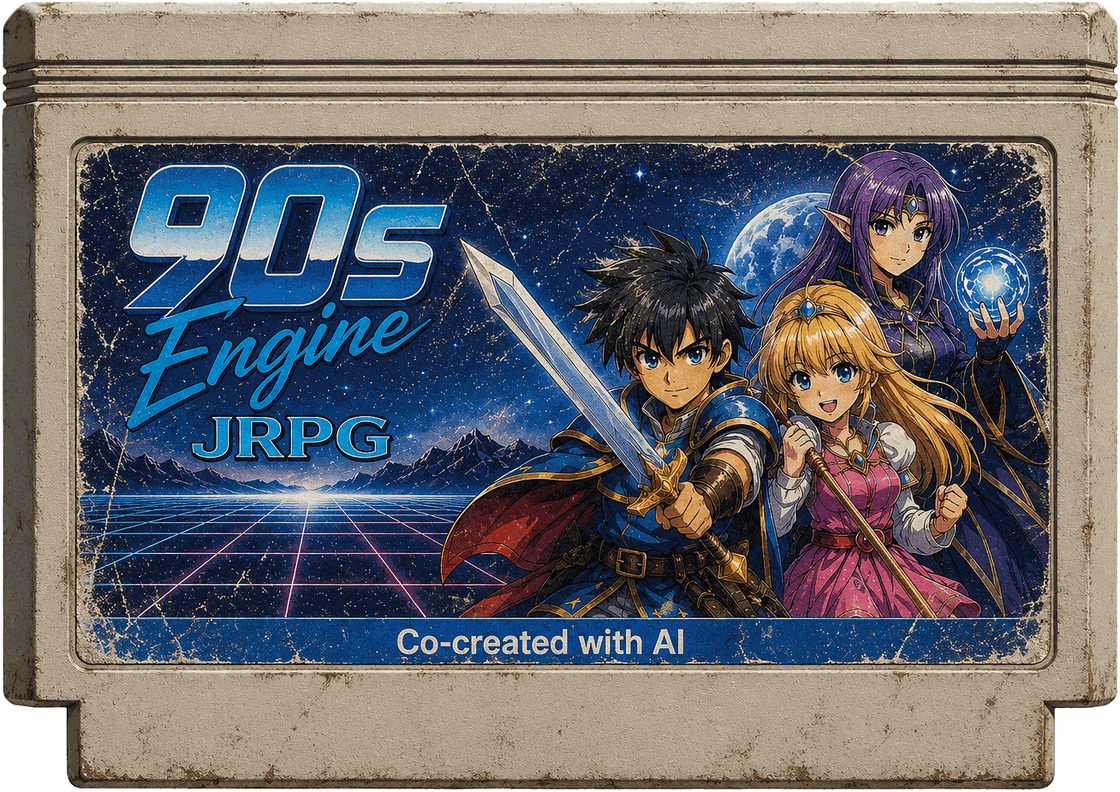 Setodev92's tweet photo. I'm excited to share 90s Engine, a 2D engine for narrative 90s-style JRPGs built around one idea: letting a human and an AI become co-authors of the same game.
My favorite feature is the Mirror Book. As the game is created, its novel is written alongside it. Every scene has both a playable and a literary version, both tied to the same canon. The engine keeps them in sync and exports the manuscript to Markdown and DOCX.
100% local. No telemetry. MIT.
https://t.co/5VLqJVpPLO
#indiedev #gamedev #ゲーム制作 #game