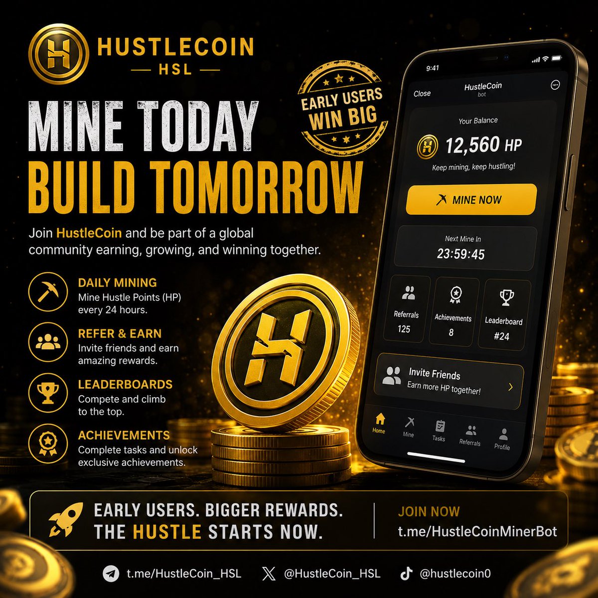 HustleCoinHSL's tweet photo. Your daily habits can build your future.

Mine every day.
Complete quests.
Invite friends.
Climb the leaderboard.

Consistency today can become opportunity tomorrow.

🪙 #HustleCoin #HSL https://t.co/mjci6nAOpm