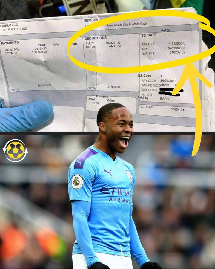 Erlin9Haaland_'s tweet photo. Kejadian unik. Waktu masih di City, Sterling pernah ninggalin payslipnya di dalam mobil. 

Naasnya dia lupa ngambil pas mobilnya ditaro bengkel, alhasil bocor deh tuh payslipnya. 

Coba cek itu pajaknya 😱😱

Yang ahli Ekonomi tolong jelaskan 😁 https://t.co/cNz9psVy2C