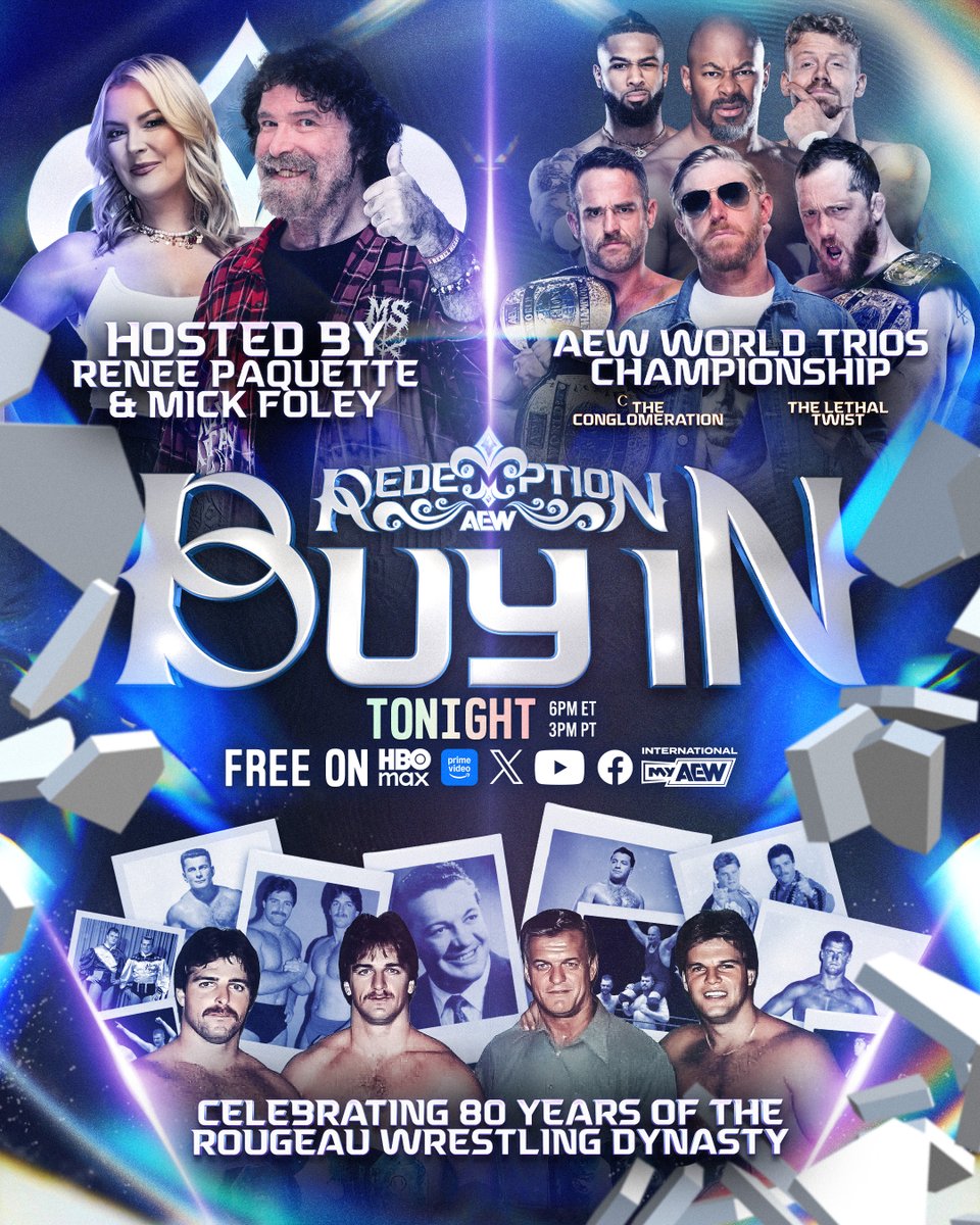 AEW's tweet photo. 🚨 STARTING NOW! 🚨

Start #AEWRedemption Night by tuning in to the Buy In LIVE on HBO Max!

A HUGE night of AEW action kicks off RIGHT NOW on @HBOMax! https://t.co/sDTmUyjkR4