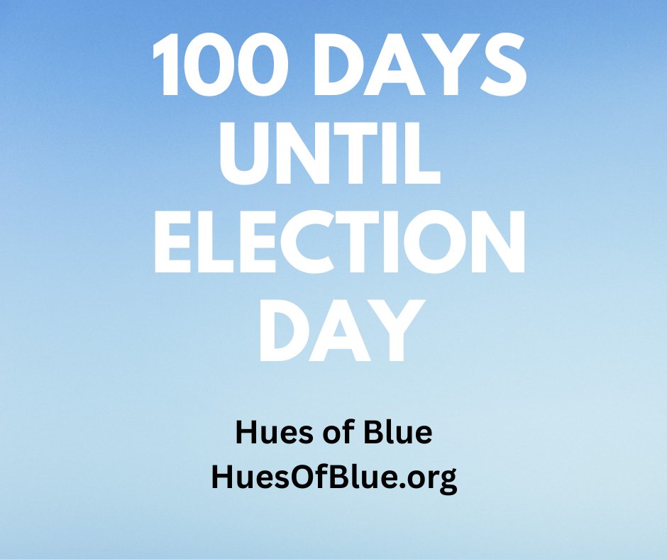 HuesOfBlue2019's tweet photo. ⏳ 100 DAYS UNTIL ELECTION DAY! 🗳️The countdown is on. Make sure you are registered to vote. Take time now to check your registration, update your information, and make sure you are ready to vote. Once you're set, encourage friends to check their status as well.👉🏾 Check your status and register at When We All Vote. #100DaysToGo #RegisterToVote #VoteBlue