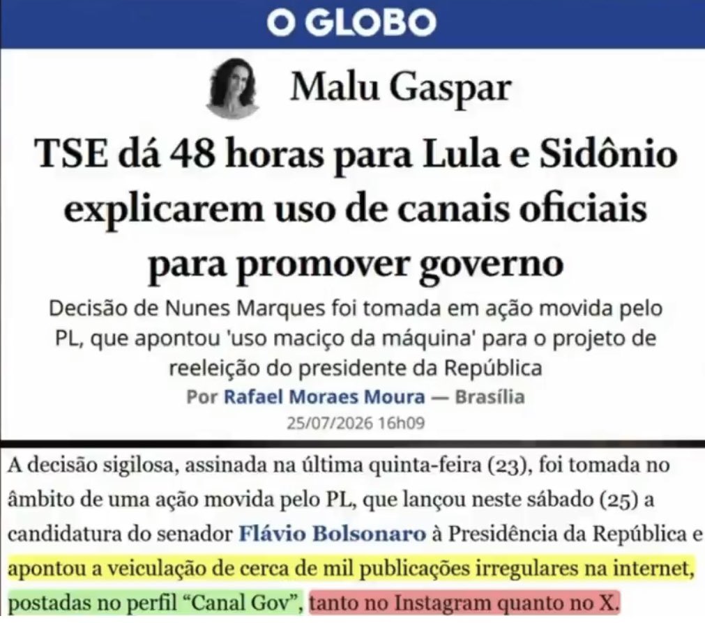 Jakelyneloiola_'s tweet photo. TSE deu 48 horas para Lula e Sidônio Palmeira explicarem o uso de perfis oficiais do governo para divulgar ações da gestão no período eleitoral, com milhares de publicações irregulares. A decisão também determina que Meta e X preservem as publicações apontadas pelo PL para análise da Justiça Eleitoral.