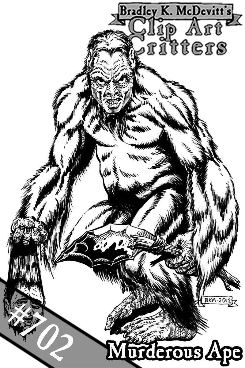 bkmcdevittart's tweet photo. https://t.co/iJWb42mi1r
.
You’ll go ape over the savings you can reap with this full image of a savage half-human simian predator. Perfect for your next swords and sorcery or pulp themed project!
#horror #fantasy #ttrpg #RPG #roleplaying #publishing #PulpArt #art #arts #Conan https://t.co/ZcYEBuxKFa