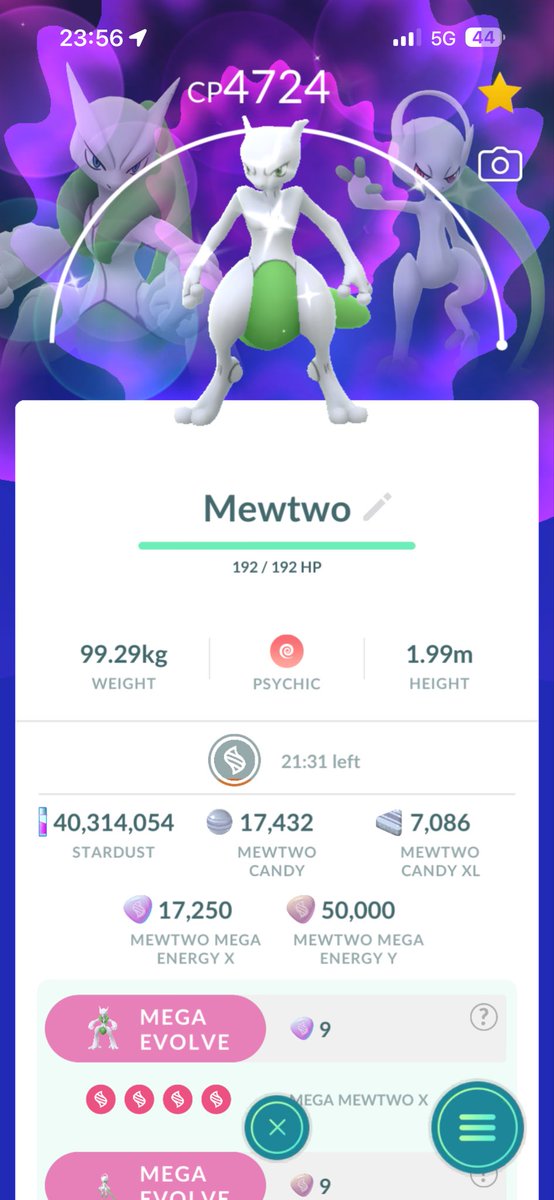 LukeGoatMutter's tweet photo. Shundo ✨💯 Mewtwo from the Go Fest 2026 Sunday Raid Makeup!! Super happy with it. Instantly maxed it, double moved and made it Super Max Level Mega!! What a makeup day for me 🤩

#PokemonGO https://t.co/be5CMqb7el