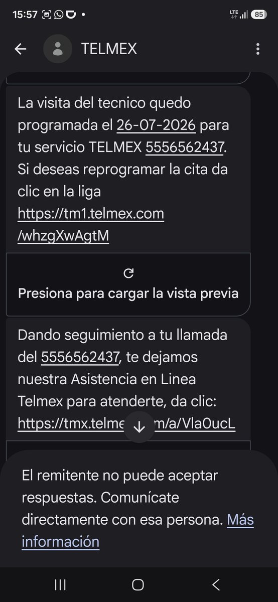 pproblese_'s tweet photo. @TELMEXSoluciona @Telmex @Profeco De que sirve que te manden mensajes que visitará un técnico, 2 dias  diferentes y sin saber la hora que aparecerán.. QUE PESIMO SERVICIO deberían llamarse #telmexNOSOLUCIONA https://t.co/KoIwu0el0f
