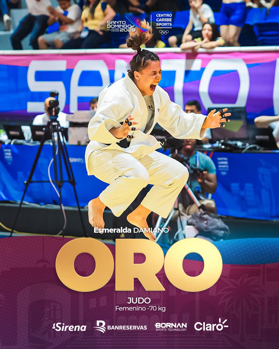 SDQ2026's tweet photo. El judo sigue haciendo historia y conquista el segundo oro en casa.🥋🥇

Esta vez de la mano de nuestra atleta Esmeralda Damiano. 😎🇩🇴🎉

Judo continues to make history, capturing our second gold on home soil. 🥋🥇

This time, led by our athlete Esmeralda Damiano! 😎🇩🇴🎉

#SantoDomingo2026 #JuesgosDelCentenario #Judo