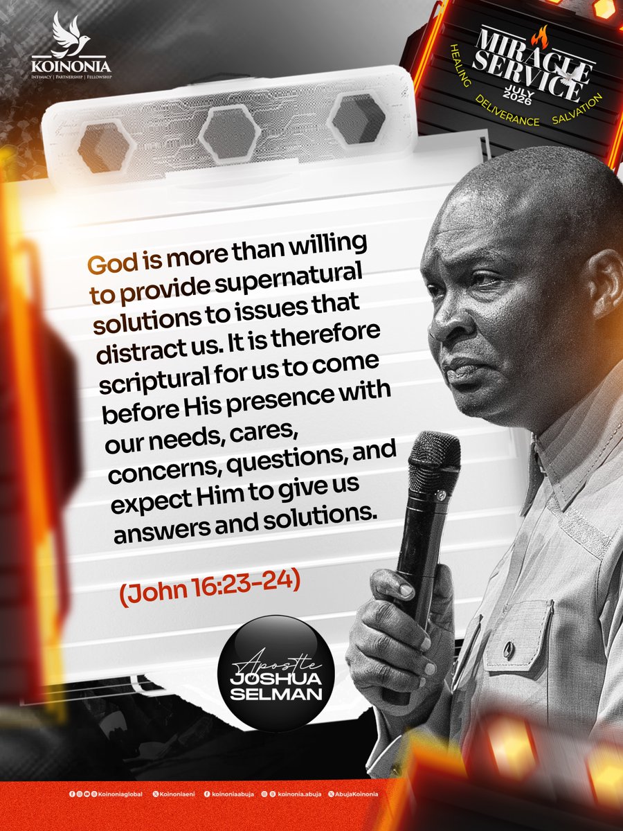 koinoniaeni's tweet photo. #ApostleJoshuaSelman
#July2026MiracleService
#KoinoniaAbuja
#KoinoniaGlobal https://t.co/svmEU6E5eF