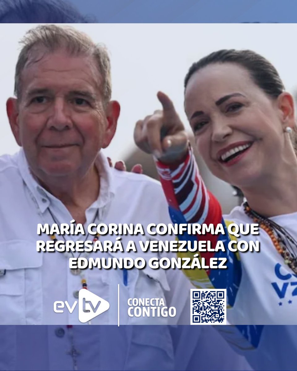 EVTVMiami's tweet photo. 🇻🇪 María Corina Machado confirma que regresará a Venezuela con Edmundo González

📢 La líder @MariaCorinaYA y el presidente electo, @EdmundoGU, anunciaron en un comunicado conjunto que regresarán a Venezuela para acompañar a los ciudadanos e impulsar el denominado Gran Acuerdo Nacional para la Reconstrucción de la República. "Vamos a volver a Venezuela, a acompañar al pueblo al que nos debemos", afirmaron.

🗣️ Ambos dirigentes también aclararon que no participaron en el diseño del mecanismo de diálogo anunciado entre representantes de la Asamblea Nacional de 2015 y el chavismo, por lo que señalaron que sus promotores deben explicar al país sus objetivos, metodología y cronograma.

📌 No obstante, aseguraron que no obstaculizarán ninguna iniciativa que produzca avances verificables, como la liberación de todos los presos políticos, garantías para todos los actores, un cronograma para elecciones presidenciales y el respeto a la soberanía popular.

#NoticiasEVTV #MaríaCorinaMachado #Venezuela