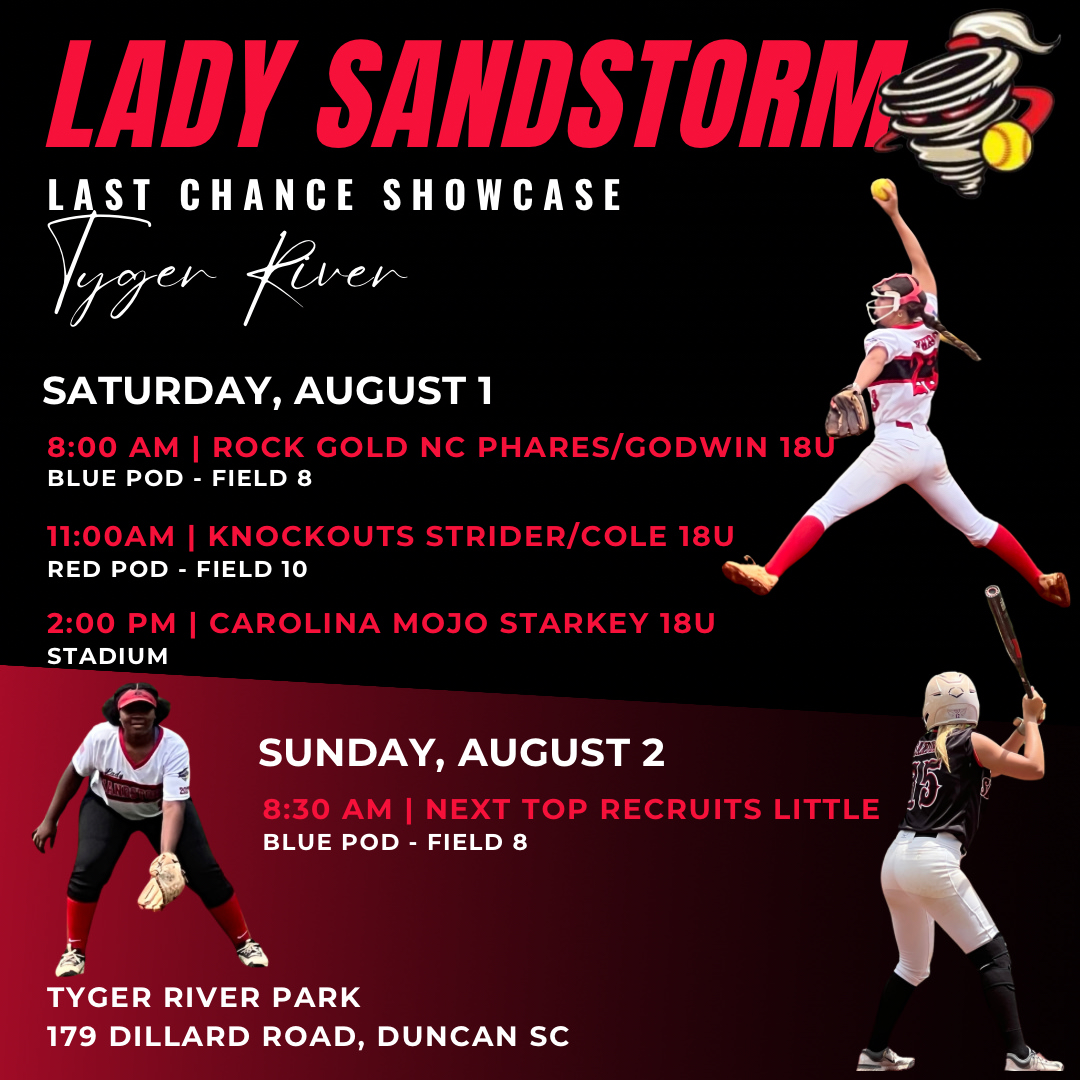 lady_sandstorm's tweet photo. 🥎🔥 A NEW WEEKEND. ANOTHER OPPORTUNITY. 🔥🥎

The countdown is on for the Last Chance Showcase at Tyger River!

This weekend is another chance for these talented Lady Sandstorm athletes to showcase their skills, compete against top competition, and make an impression on college coaches.

📍 Last Chance Showcase – Tyger River
📅 This Weekend
🚨 College Coaches: If you're still looking to add impact players to your program, come see this hardworking group compete with passion, grit, and confidence. Every pitch, every at-bat, and every play is another opportunity to earn the next level.

Good luck to all of our players—go play fast, play hard, and enjoy every moment. Let's make this weekend count!

#LadySandstorm #LastChanceShowcase #TygerRiver #RecruitTheStorm #CollegeSoftball #Uncommitted #ClassOf2027 #ClassOf2028 #EarnIt #ShowYourTalent 🥎💙