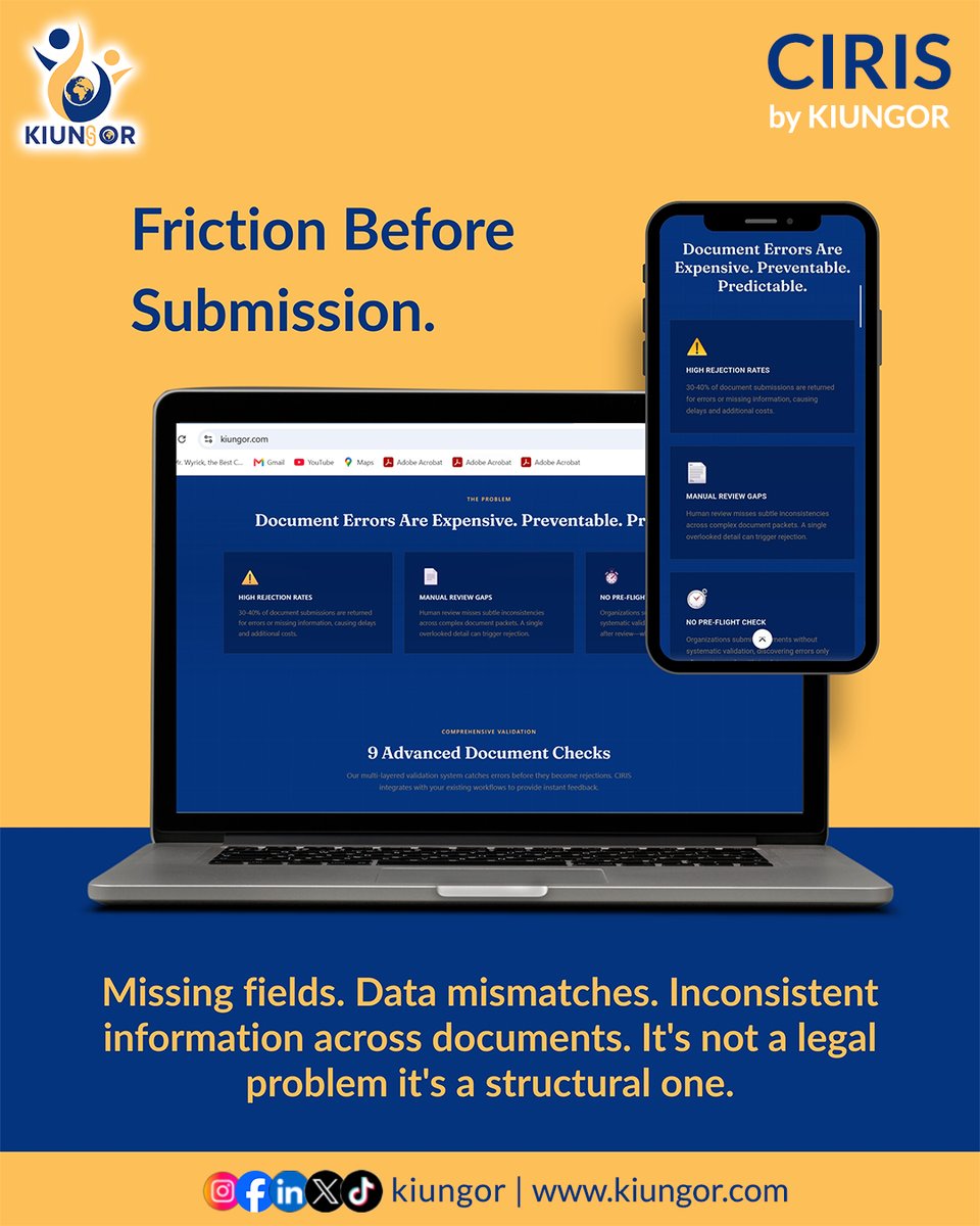 kiungorOrg's tweet photo. Compliance delays rarely come from the work.
They come from the back-and-forth.
CIRIS removes the loop before submission.
https://t.co/a28RjK10RR
#CIRIS #ComplianceInfrastructure #RegTech https://t.co/f4L0Cuezs4