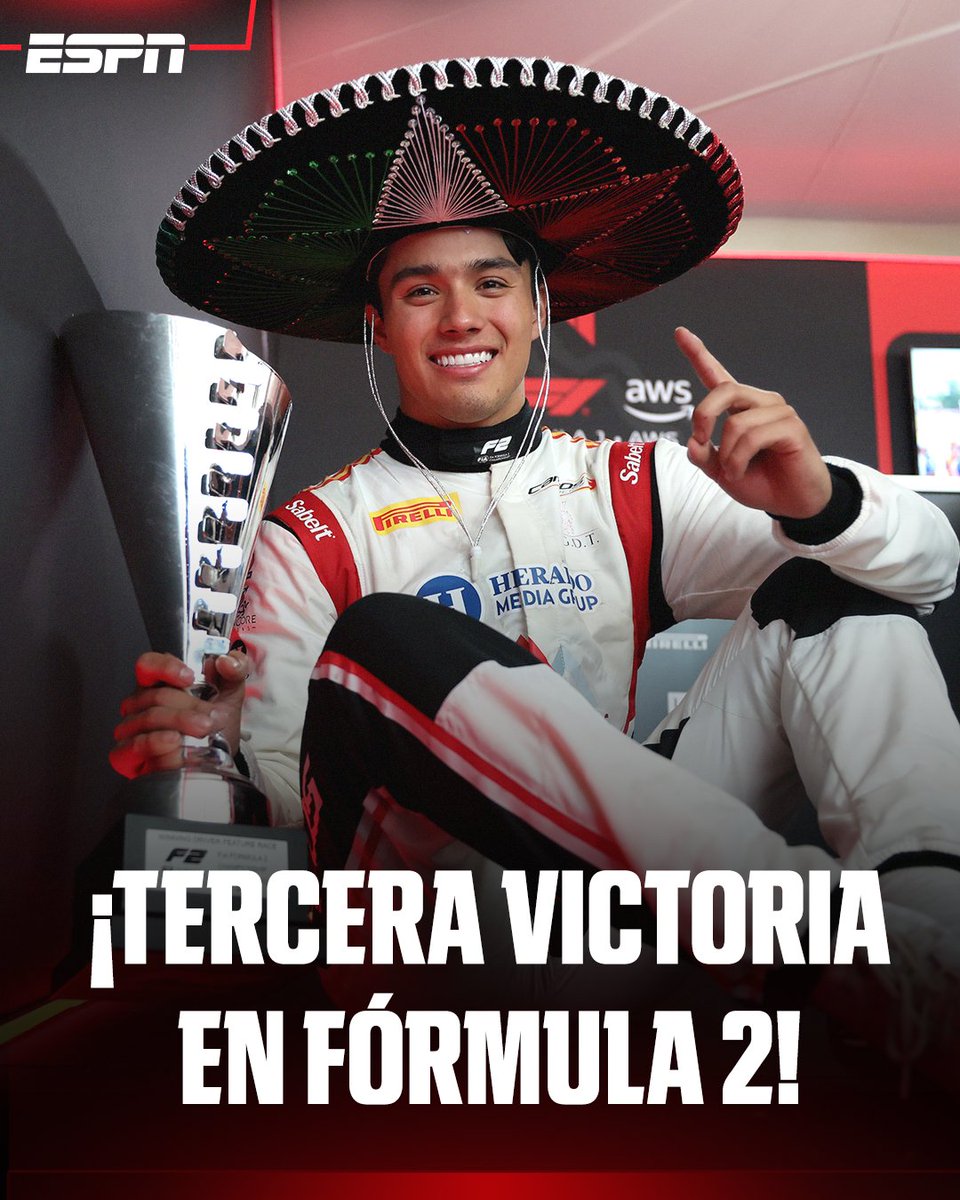 ESPNmx's tweet photo. ¡SE VOLVIÓ A ENTONAR EL HIMNO MEXICANO EN F2! 🇲🇽

Noel León ganó el GP de Hungría para llegar a tres victorias en la temporada 🔥

Con todo celebrando con el sombrero 🤠 https://t.co/ArWvxbZJZ9