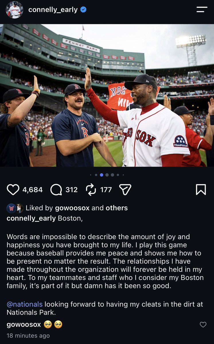 timbhealey's tweet photo. Connelly Early says his goodbye to Boston on Instagram: “Impossible to describe the amount of joy and happiness you have brought to my life.” https://t.co/fydXPWLykj