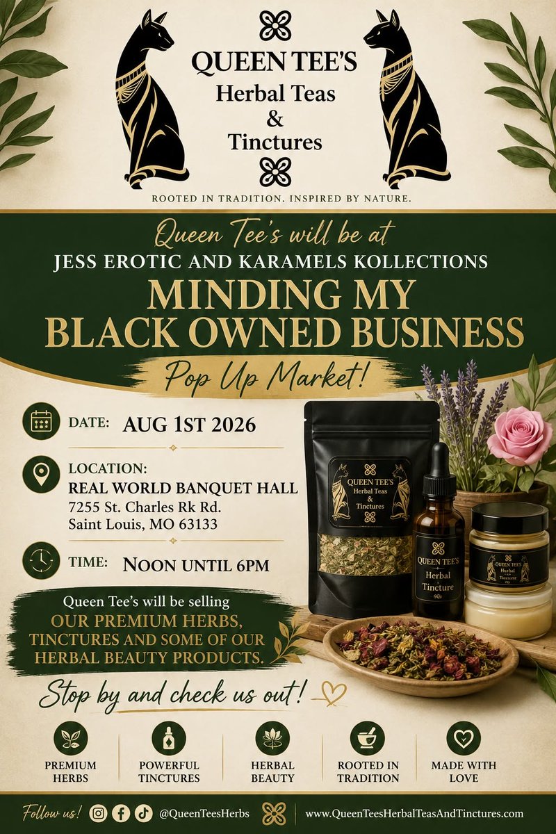 Hottentottas's tweet photo. Thank you to everyone that came out and supported Queen Tee's Herbal and Health Supplement Shop at the pop up market. Here's the announcement for the next pop up. Thank you again and see you at the next one. https://t.co/vKv1fjiLaw