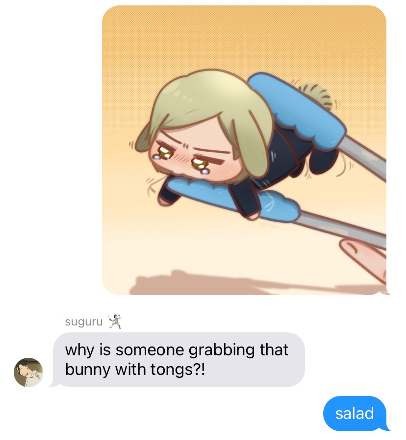 ggn_tofu's tweet photo. gojo needs to stop picking up bunnamin with tongs https://t.co/KQKh1Uuc6w