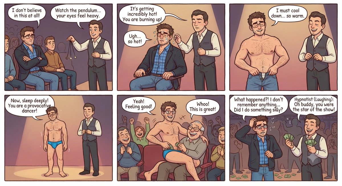 MrHypnotico's tweet photo. BONUS BONUS BONUS. PART 2
Some images that didn't turn out as expected, but I know you'll find them hypnotically funny.
#MrHypnotico #Hypnosis #stagehypnosis #gay https://t.co/ajQ6fx4BrS