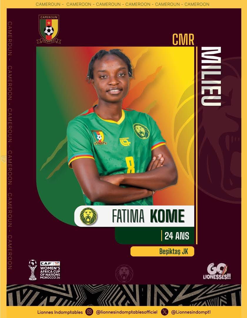 LEquipe237's tweet photo. 🔴 CAN Féminine Maroc 2026 : les milieux de terrain des Lionnes Indomptables dévoilés ! 🦁 🇨🇲#lequipe237

La sélection nationale féminine du Cameroun poursuit la présentation de ses joueuses retenues pour défendre les couleurs du pays lors de la Coupe d’Afrique des Nations Féminine Maroc 2026.

Après les gardiennes et les défenseures, place aux milieux de terrain. Véritables maîtresses du jeu, elles auront la mission d’organiser, récupérer et créer les opportunités pour mener les Lionnes Indomptables vers de grandes performances. 🔥🇨🇲

⚽ Nos milieux, le cœur battant de l’équipe !

#MilieuxDeTerrain #WAFCON2026 #GoLioness #AllezLesLionnes #LetsRoarTogether #Indomptables #Cameroun #CANFéminine #FootballFéminin