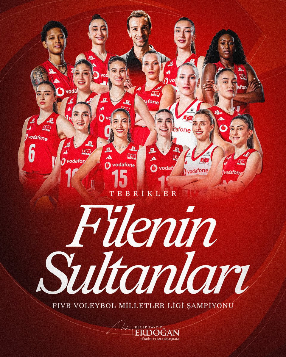 TulaySayili's tweet photo. Gurur duyduk Filenin Sultanları 👏

Milletler Ligi şampiyonu olarak ülkemize büyük bir gurur yaşatan A Millî Kadın Voleybol Takımımızı ve bu tarihi başarıda emeği geçen tüm teknik ekibi yürekten kutluyorum. https://t.co/CtjUPEnhrl