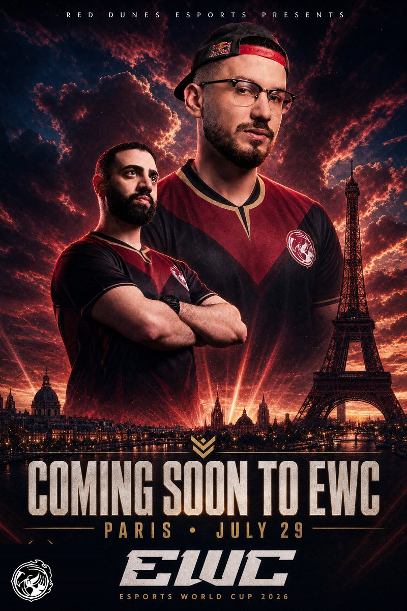 RedDunesEsports's tweet photo. The stage is set. The battle begins in Paris. 🇫🇷

Big Bird and AngryBird are ready to conquer the Esports World Cup.

Coming July 29th. Are you ready? 🦅🔥

قادمون في 29 يوليو. هل أنتم 
مستعدون؟
#EWC2026 #StreetFighter6 #RedDunesEsports #EWC #Paris https://t.co/yiOB9fPPHT