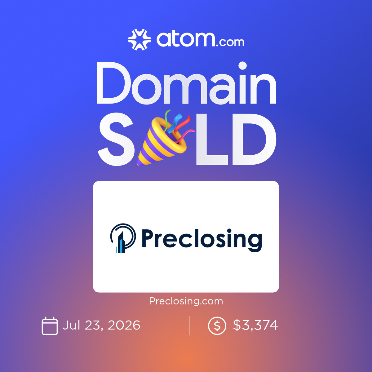 NameBio's tweet photo. Thanks @atomHQ 🎉 https://t.co/xQT1NhRoca