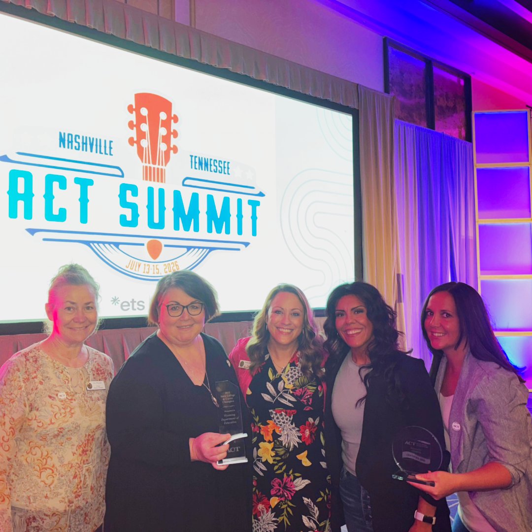 WYOEducation's tweet photo. Congrats to Kristian Skillman and Morryah McCurdy (on the right), who attended the 2026 ACT Summit to accept recognition for Sweetwater County, #Wyoming's newest ACT Work Ready Community! This data-driven effort aligns education with workforce development efforts.

#WyoEdChat https://t.co/KH2mUC3ESA