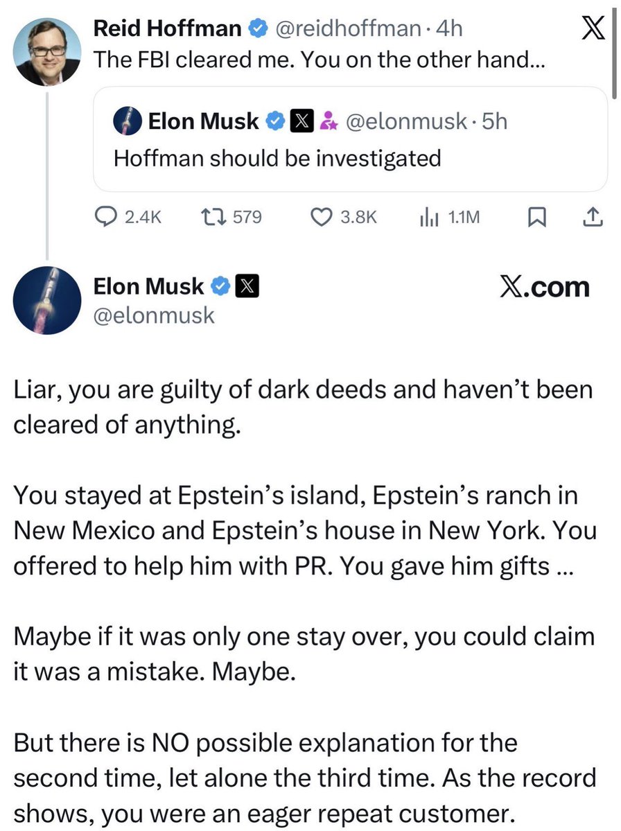 Milajoy's tweet photo. Elon Musk DESTROYS leftist funder Reid Hoffman.

I'm never deleting this app. https://t.co/ls7xKZmzZp