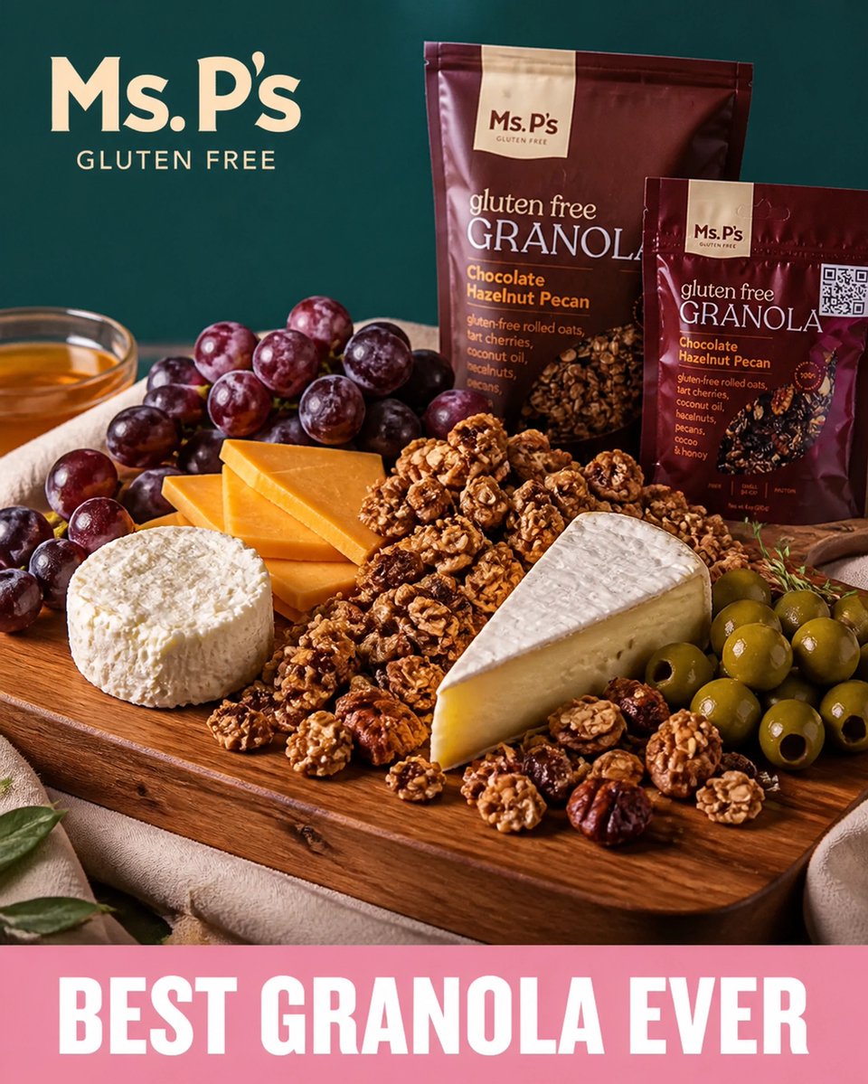 MsPsGFree1's tweet photo. 🫒 Elevate your board! Ms. P's soft-baked &amp; organic granola is the perfect cheese pairing for a sweet &amp; savory twist! Stay blessed &amp; healthy! ✨ #CharcuterieBoard #MsPsNation #GlutenFree #CheeseBoard https://t.co/FBDb6N0gDl