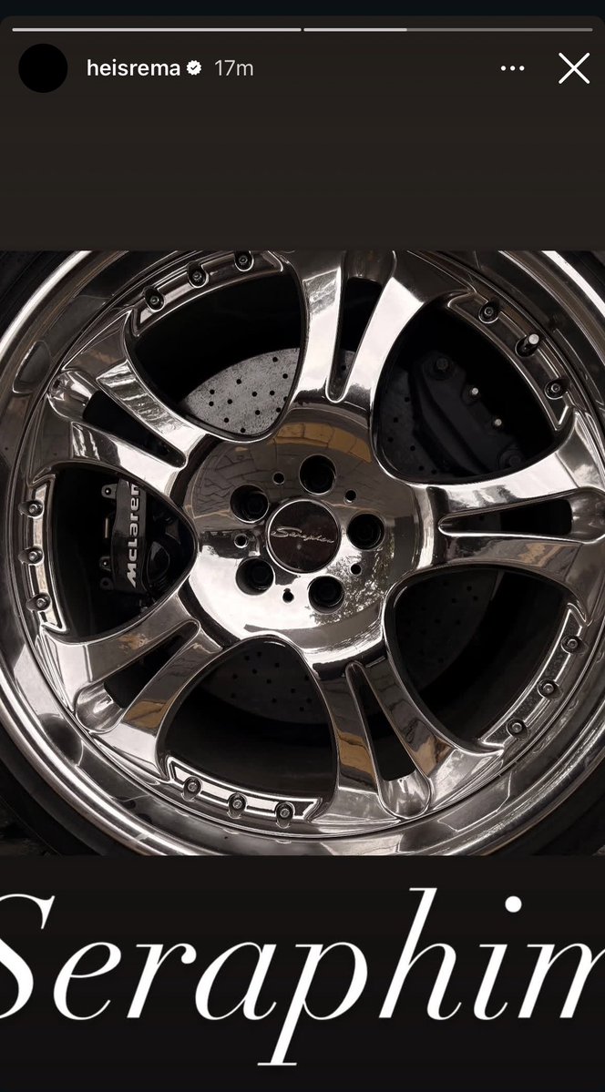 hypetribeng's tweet photo. 🚨 Rema via IG Story:

“Missed U Baby,” with new car rims inscribed with “Seraphim.” 🪽🤔 https://t.co/BlIaxvXhXK