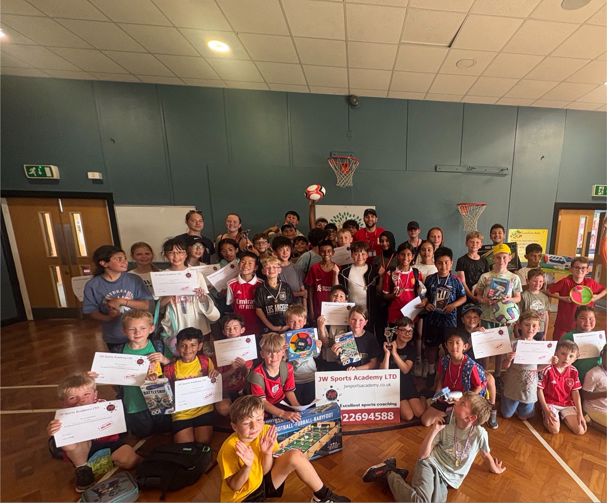 JWSportsAcademy's tweet photo. Summer Sports Camp (1) 2026

Another successful Sports Camp completed. Well done to all the children who took part and made it so much fun! As usual, a huge thanks to our amazing Coaches and Young Leaders for having endless energy and for making lifelong memories 🙌🏼☀️😁⚽️🏆❤️ https://t.co/bIDIf5ISrp