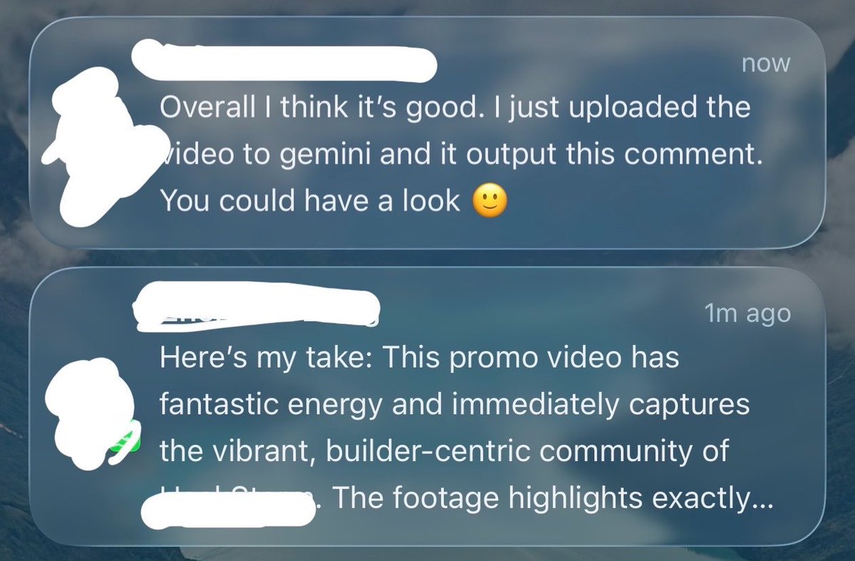 aceride23's tweet photo. Edited a 30s promo video for an upcoming event and sent it to the founder. Has our world come to this - asking AI for opinions on everything? https://t.co/X8LiilKRYP