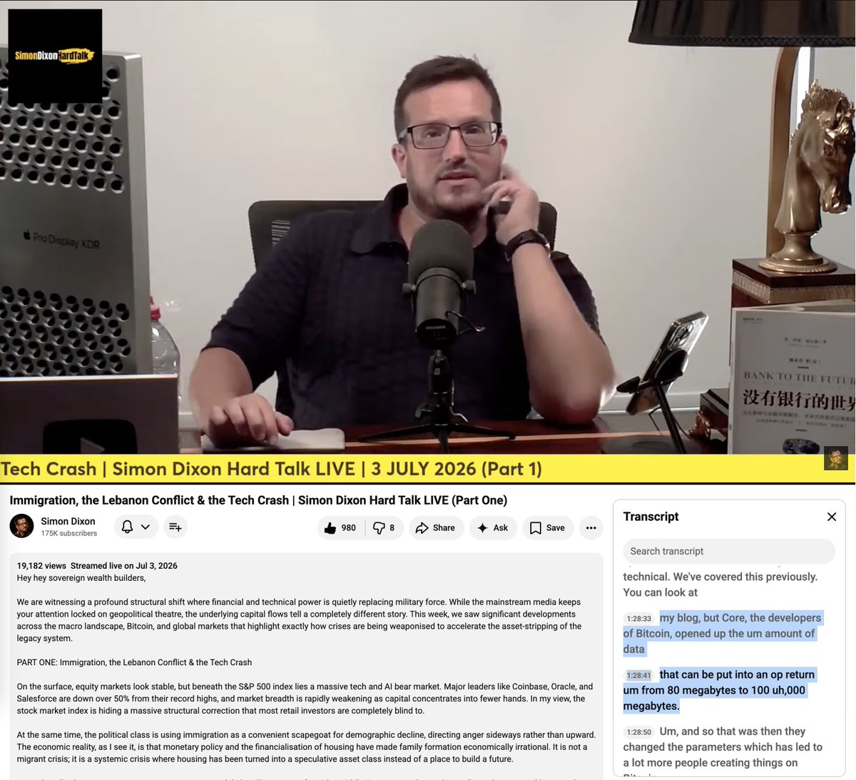 RIPreason's tweet photo. This article is claude-slop. I think Simon is overly-reliant on AI because he's just not very technical. In an earlier presentation, he confused "mega" and "kilo" (see screenshot), among other things.

That said, I appreciate his takes for a different perspective, and I'm still glad he's supportive of BIP-110.