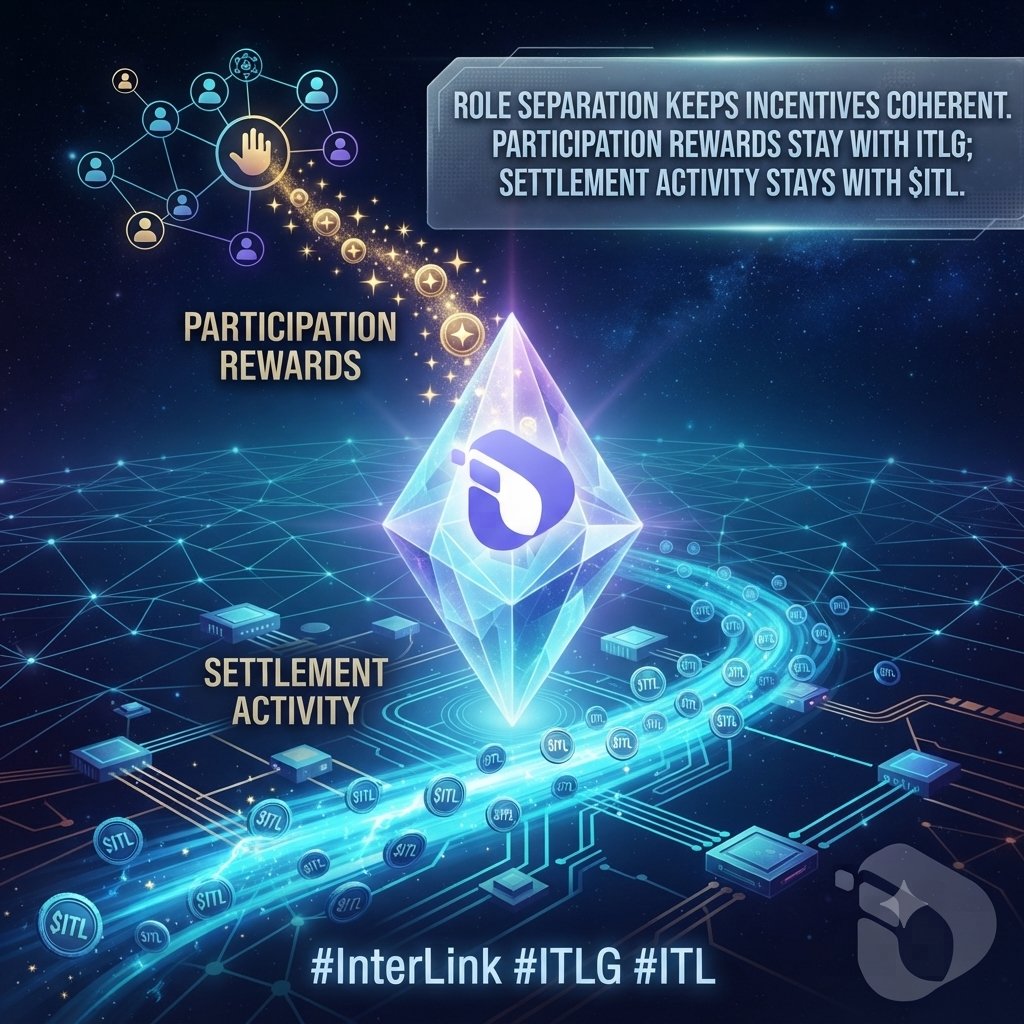 BBukch42285's tweet photo. Role separation keeps incentives coherent. Participation rewards stay with ITLG; settlement activity stays with $ITL. #InterLink #ITLG #ITL https://t.co/x5w1oP72tC